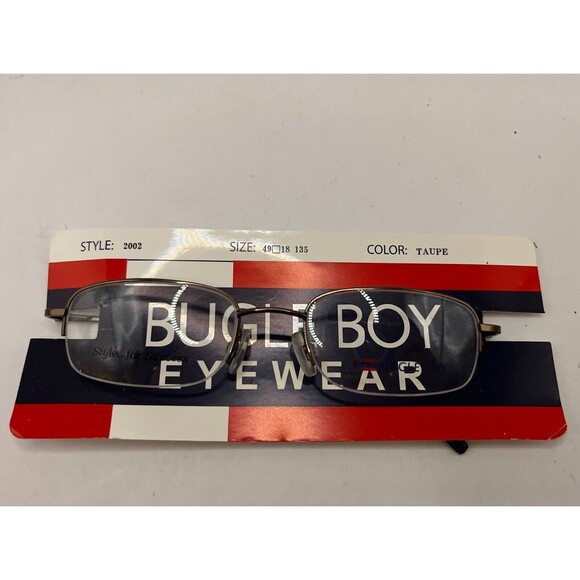 Bugle Boy Eyeglasses Eyewear 2002 Taupe HalfRim Demo Lens Brown 49-18-135 - Picture 1 of 7